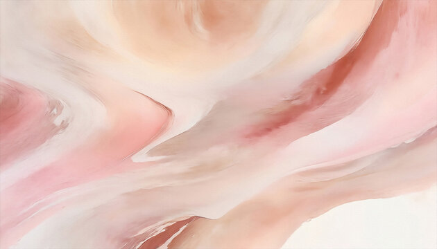 Abstract oil painting background in beige and bluss pink hues, featuring bold strokes and rich textures.
