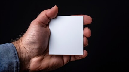 Obraz premium Hand Holding Blank White Card Mockup
