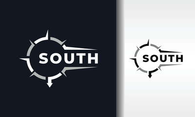 compass text direction south logo