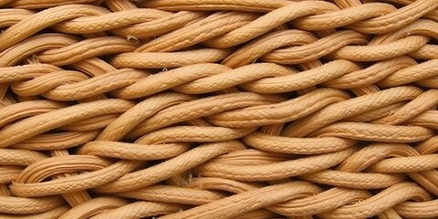 Close-up of natural woven straw texture with visible fibers in beige and tan shades, creating a warm, organic feel. Ideal for eco-friendly designs, summer themes