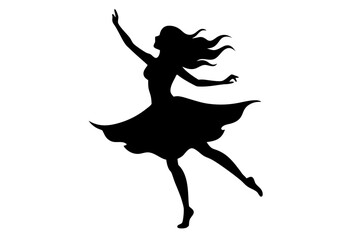 A girl is dancing vector art silhouette illustration