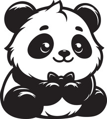 cute panda silhouette icon vector art flat graphic design background illustrations