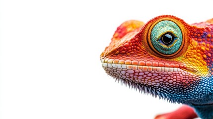 Obraz premium A close up of chameleon on the white background