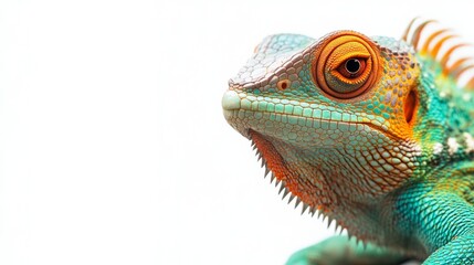 Obraz premium A close up of chameleon on the white background