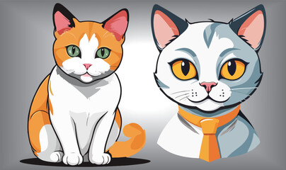 Cat Animal Cartoon Vector Design.