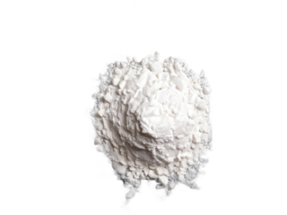 Heap of baking powder isolated on transparent background, top view
