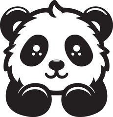 cute panda silhouette icon vector art  flat graphic design background illustrations