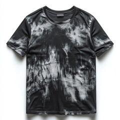 Grey and Black Tie Dye Cotton T-Shirt Casual Fashion Apparel Isolated Design Template
