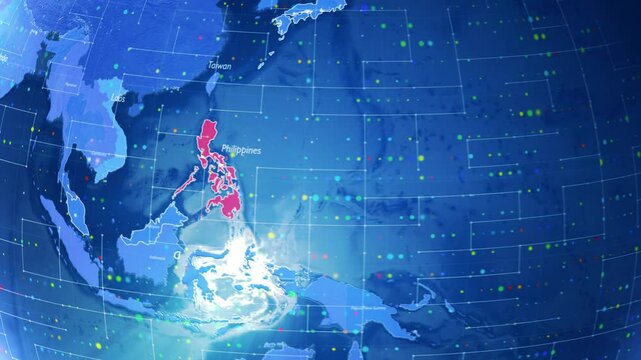Digital Stylised World Map Country Zoom Philippines
