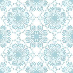 Classic Damask seamless pattern, Vintage design, blue element style, floral ornament, Luxury Ornamental lace tracery, wallpaper, Traditional background, Vector Illustration for Elegant Textile Design