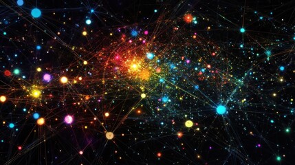 Fototapeta premium Abstract Cosmic Web with Glowing Stars and Interconnected Lines