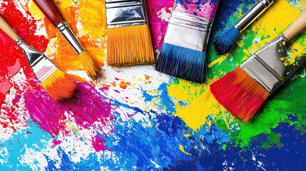 Fototapeta premium Abstract colorful background with brushes