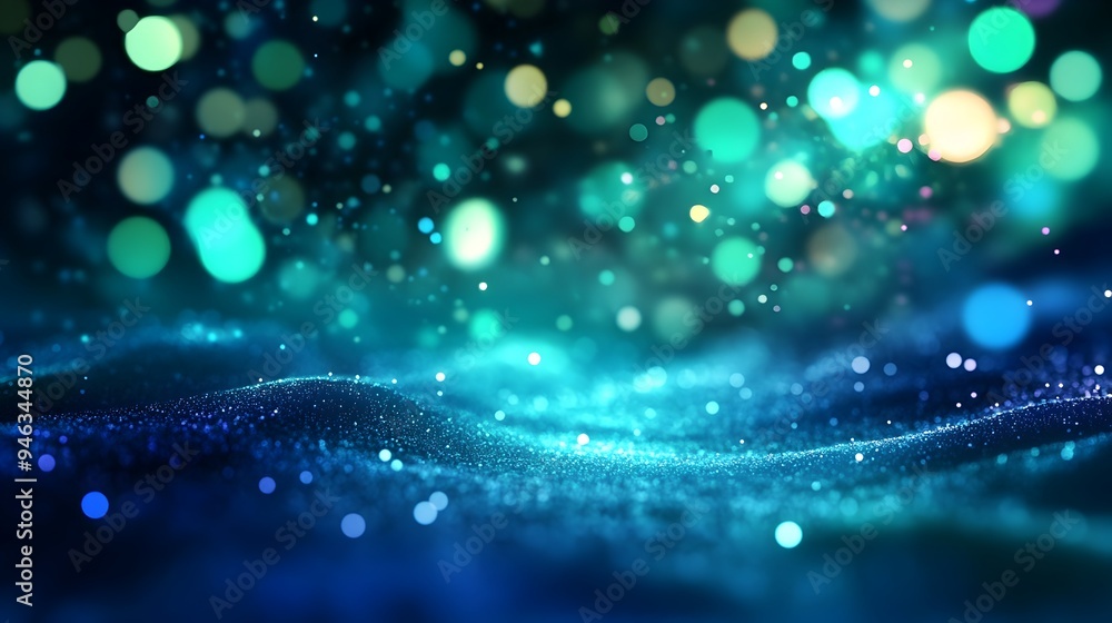Poster mesmerizing swirls of luminous light pulsing across a darkened stage