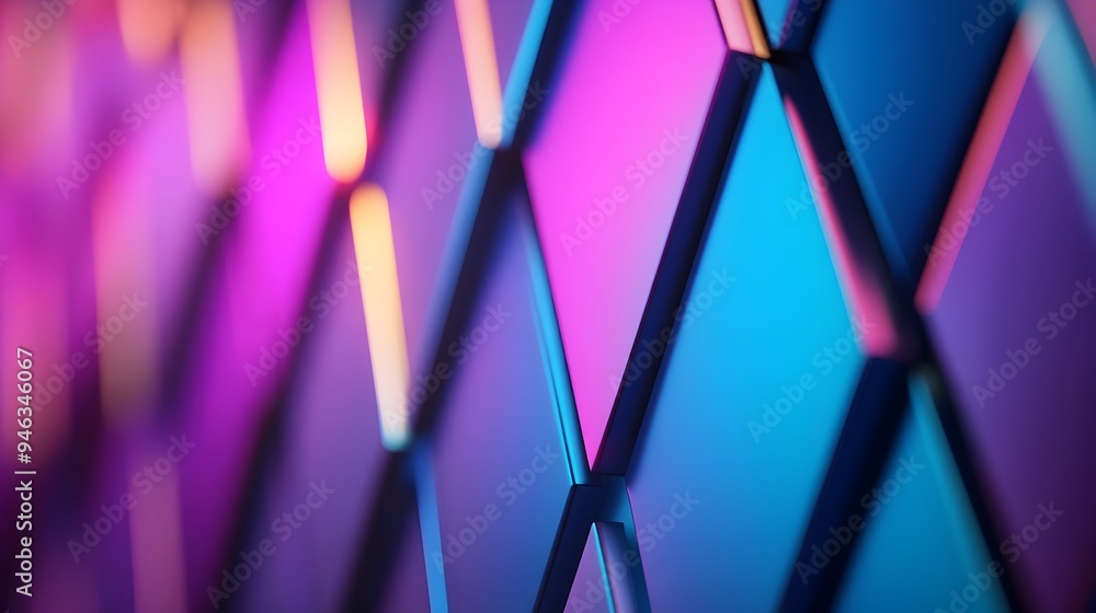 Poster mesmerizing geometric light patterns in elegant modern stage design
