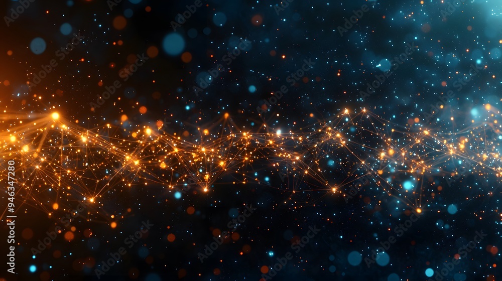 Poster a computer generated image of a starry sky with a bright sun in the background