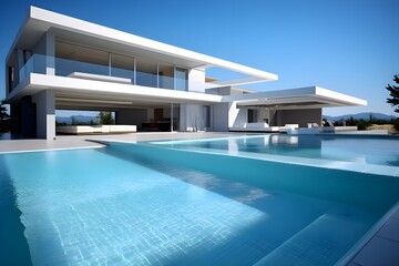 Fototapeta premium Just bought a house with a swimming pool outside! Can't wait to soak up the sun and relax by the water. #swimmingpool #newhome #outdoorliving