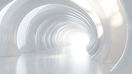 Obraz premium White Circular Tunnel Leading to Bright Light