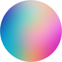 Vibrant gradient circle with a mix of blue, green, pink, and yellow hues on a transparent background