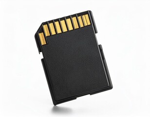 Black SD memory card isolated on white background