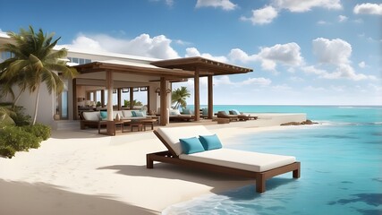 lounge chairs on the beach