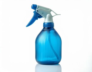 Blue Plastic bottle can Spray Pistol. Object isolated on white background