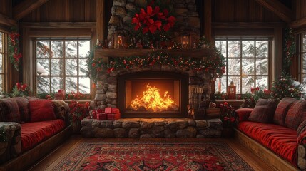 Cozy Christmas Cabin Fireplace