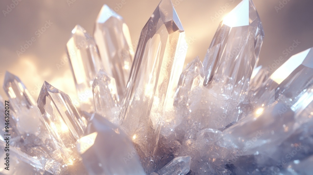 Poster a close-up of sparkling, interlocking crystal points