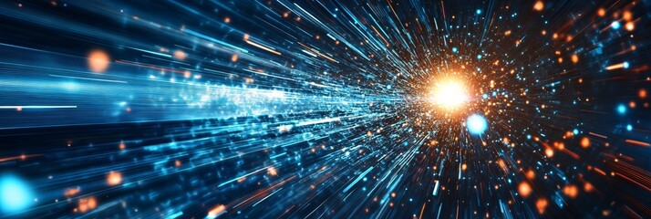 Digital colorfull Light Fibers Accelerating. Dynamic colorfull optical fibers emitting light, representing high-speed data transfer and connectivity.
