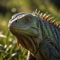 Naklejka premium iguana on a branch