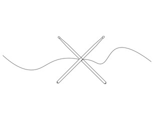Continuous line drawing of drum sticks. Single line illustration of drum sticks. National drumming day concept. Editable outline