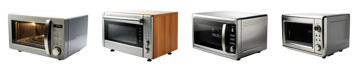 Fototapeta premium Set, collection of Microwave Stand isolated on transparent background.