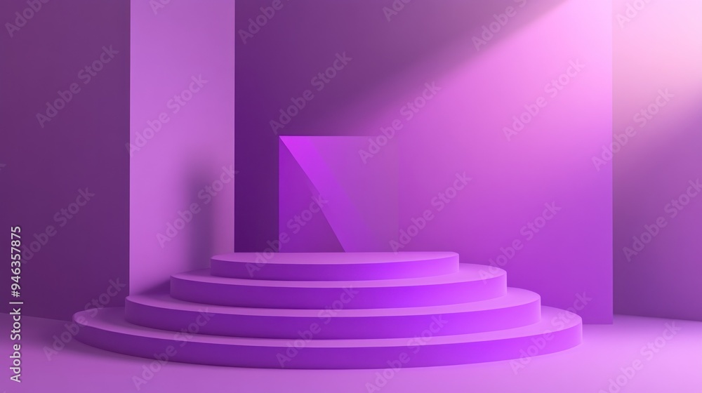 Canvas Prints Purple Minimalist Product Display with Steps