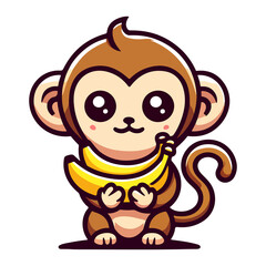Obraz premium cute monkey cartoon icon character