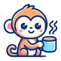 Fototapeta premium cute monkey cartoon icon character