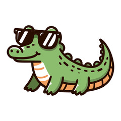 Obraz premium cute crocodile cartoon icon character