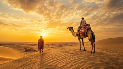 Camel Silhouette at Sunset in the Desert