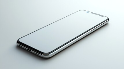 Silver Smartphone with Blank Screen on White Background