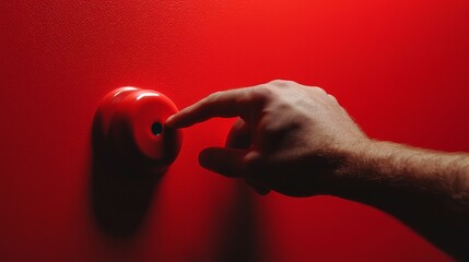 Dramatic shot of a hand in the act of pulling a fire alarm lever, emphasizing the importance of quick response in emergencies