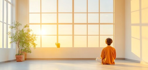 A serene moment of meditation in a sunlit room, promoting peace, tranquility, and mindfulness in everyday life. financial freedom concept.