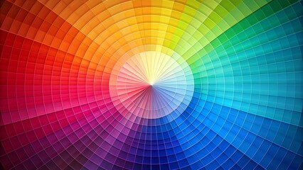 Vibrant circular color wheel featuring primary and secondary colors, with graduated hues and subtle gradations, showcasing the harmonious spectrum of the visible color range.