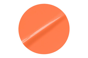 Separate shiny orange circle sticker on transparent background.