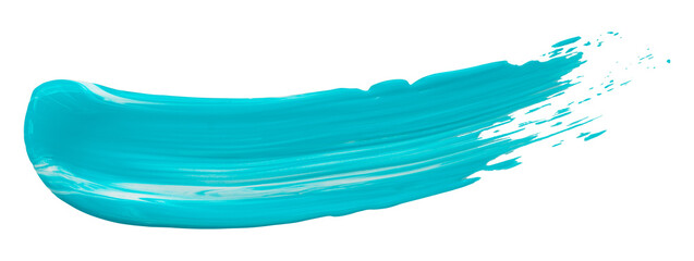 Shiny light blue liquid brush strokes isolated on transparent background