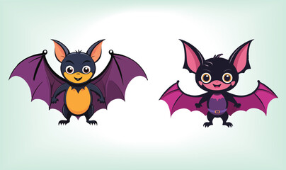 Halloween Bat Animal Cartoon Vector Design.