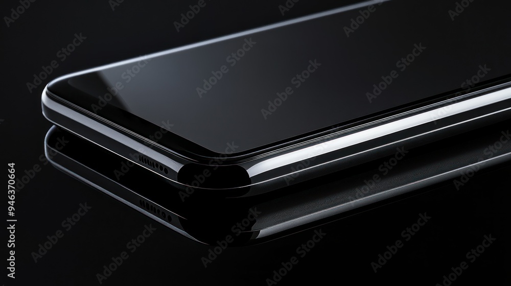 Aufkleber Close-up of Black Smartphone with Reflected Image