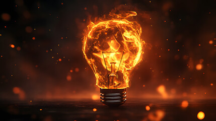 Glühbirne, Feuer, Idee, Inspiration, Hitze, Energie, Glühen, Licht, Kreativität, Innovation, Funkeln, Flammen, Glühen, Energie, Elektrizität, Explosion, Konzept, Intensität, Hitze, Flamme