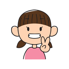 Obraz premium 手で数を数える女の子2