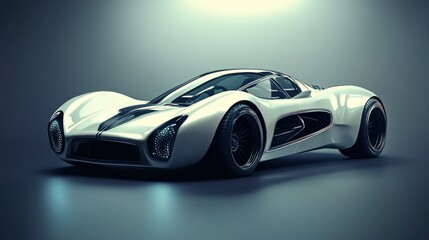 Futuristic White Sports Car With Black Trim