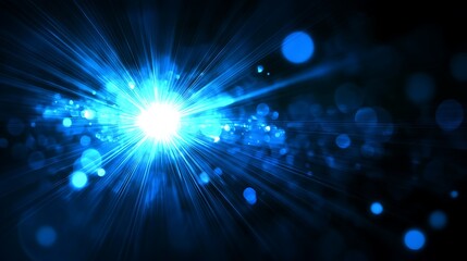 Fototapeta premium Stunning Blue Light Burst Creating a Magical Atmosphere with Radiant Energy
