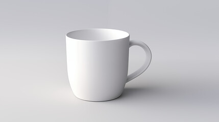 Fototapeta premium White Mug With Handle On A Gray Background Isolated In Simple Lighting