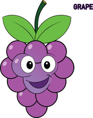 grape fruits cartoon vector art illustration design